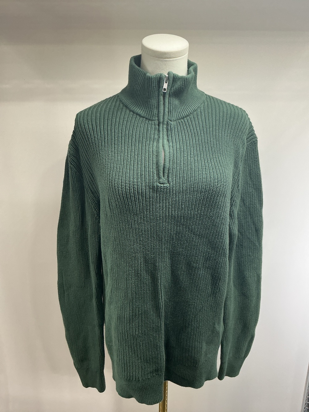 100% Organic Cotton Ribbed Quarter-Zip Jumper